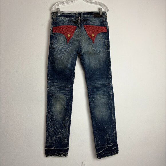 Robin's Jean Women's VTG Biker Wings Swarovski Crystal Red Low Rise Jeans Sz 32 - Picture 1 of 11